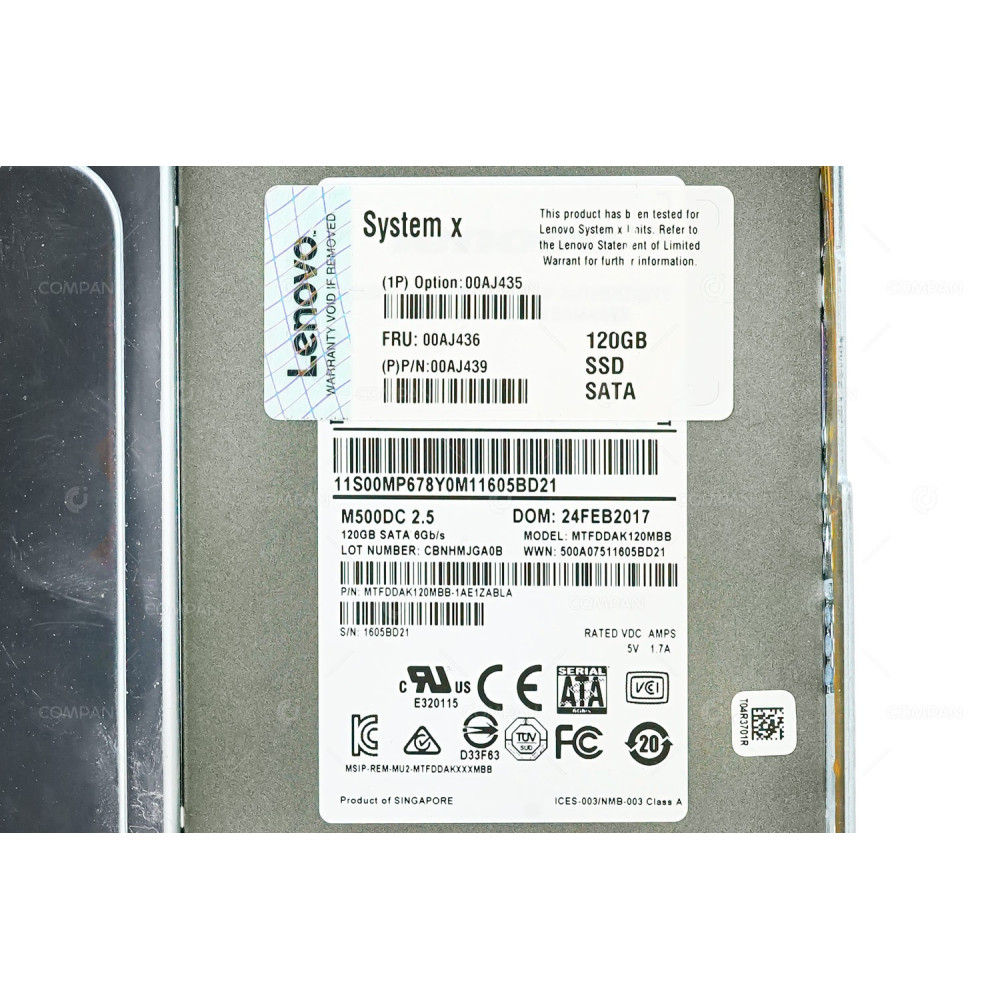 00AJ436 LENOVO SSD 120GB SATA 6G 3.5" LFF HOT-SWAP FOR SYSTEM X